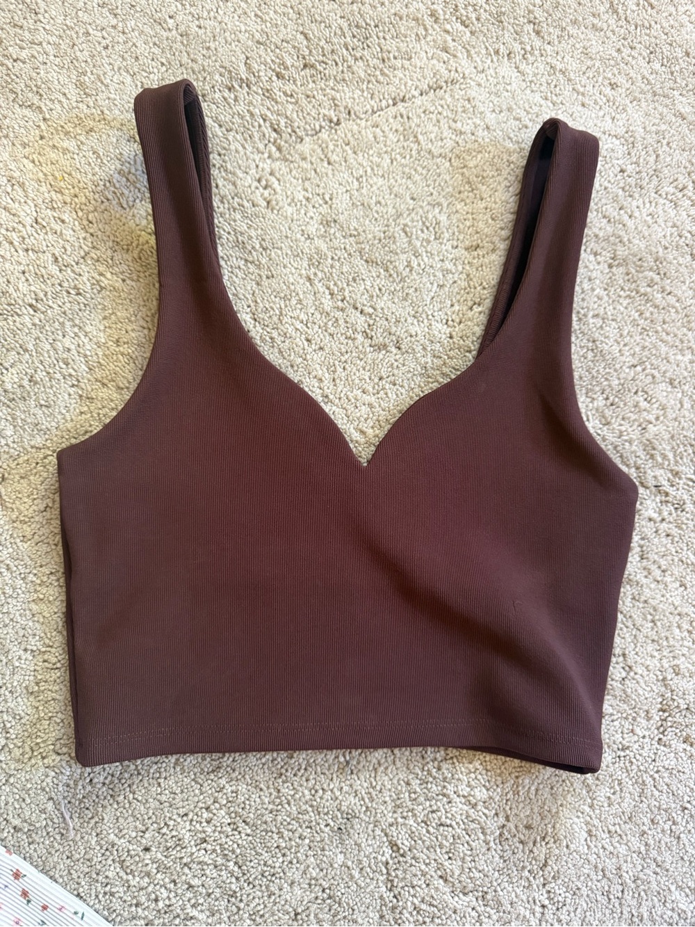 Zara Chocolate Brown sweetheart neckline ribbed cropped top